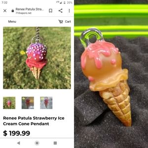 Renee Patula Ice cream cone blown glass pendant 💦